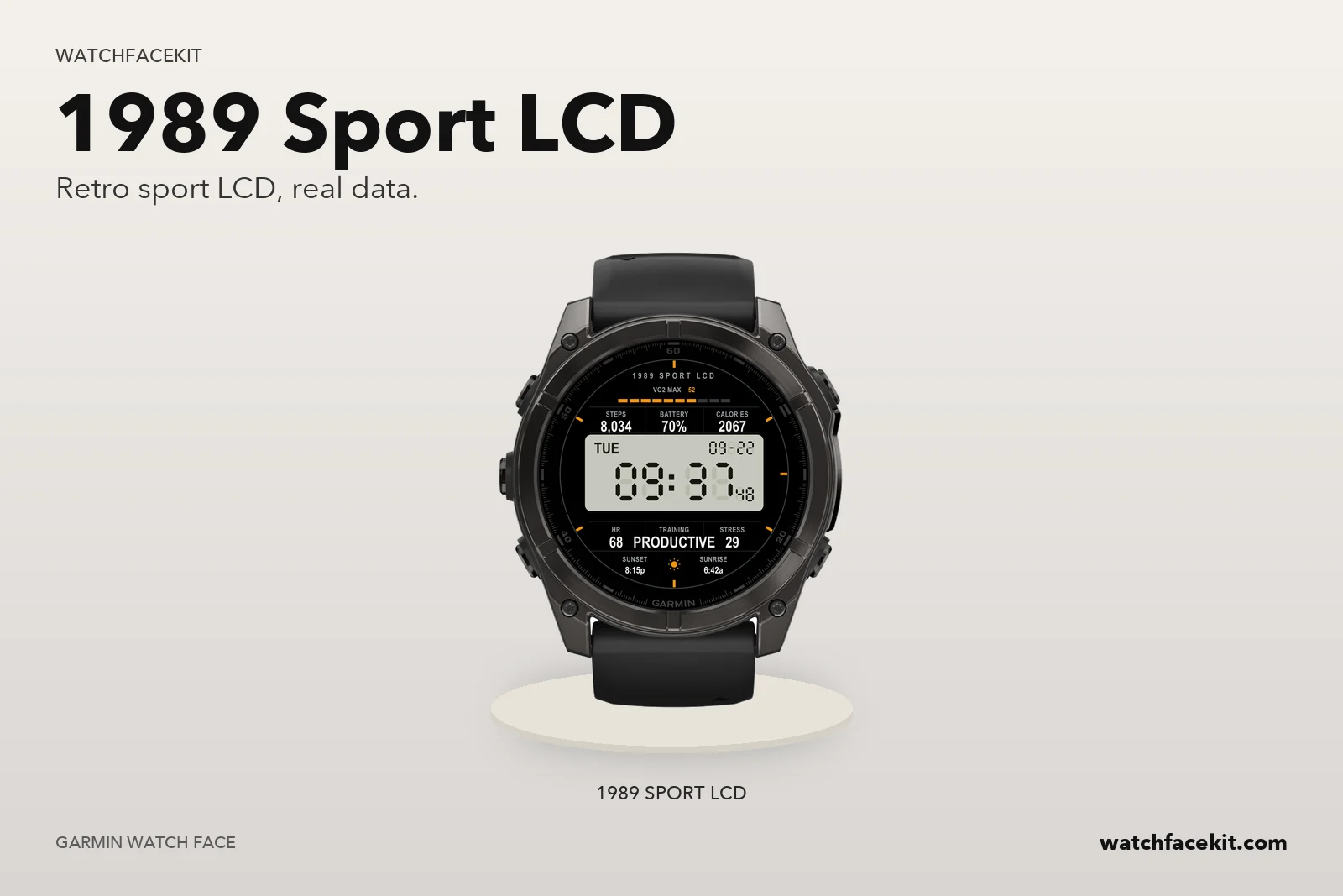 หน้าปัด 1989 Sport LCD บน Garmin fēnix 8