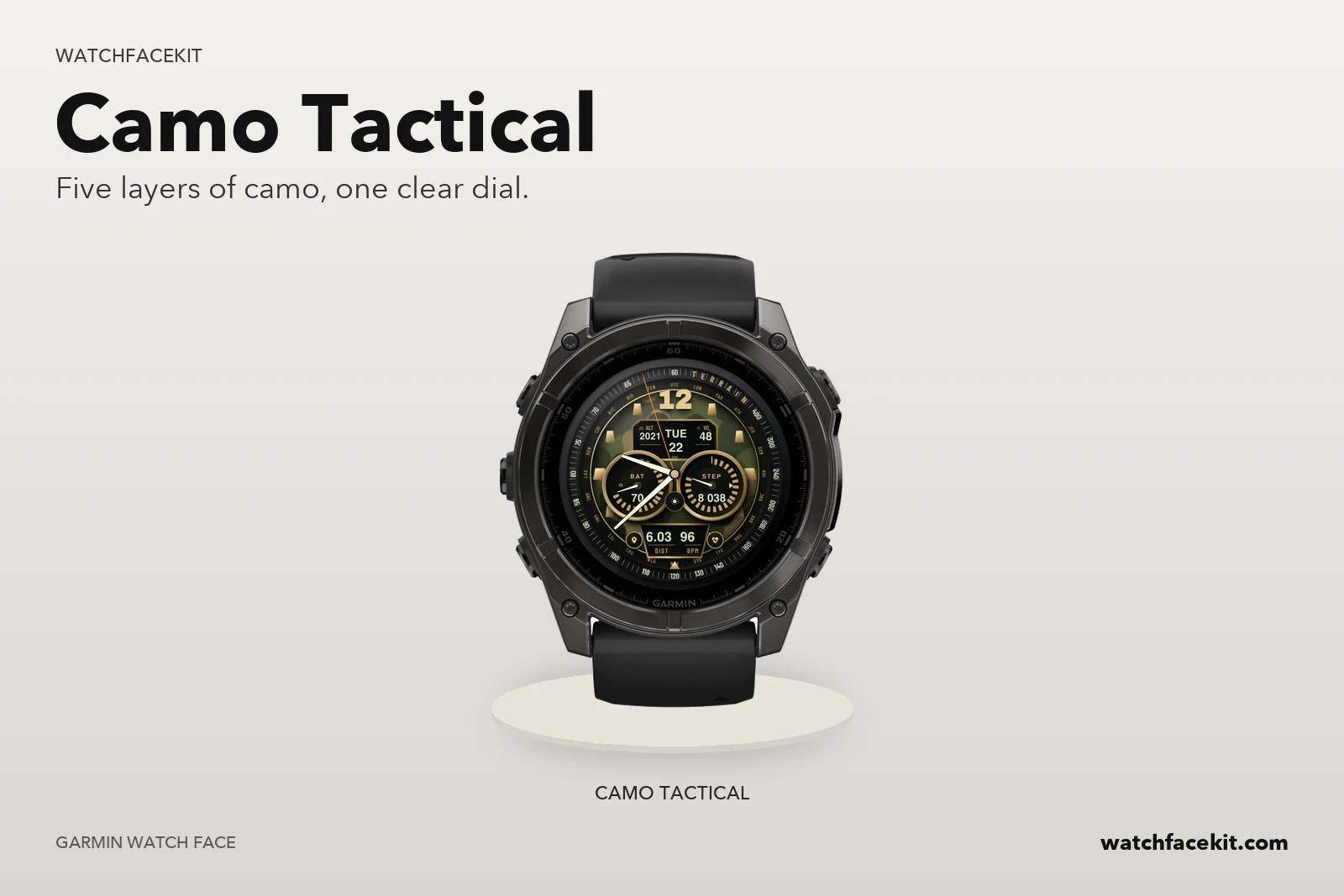 หน้าปัด Camo Tactical บน Garmin fēnix 8