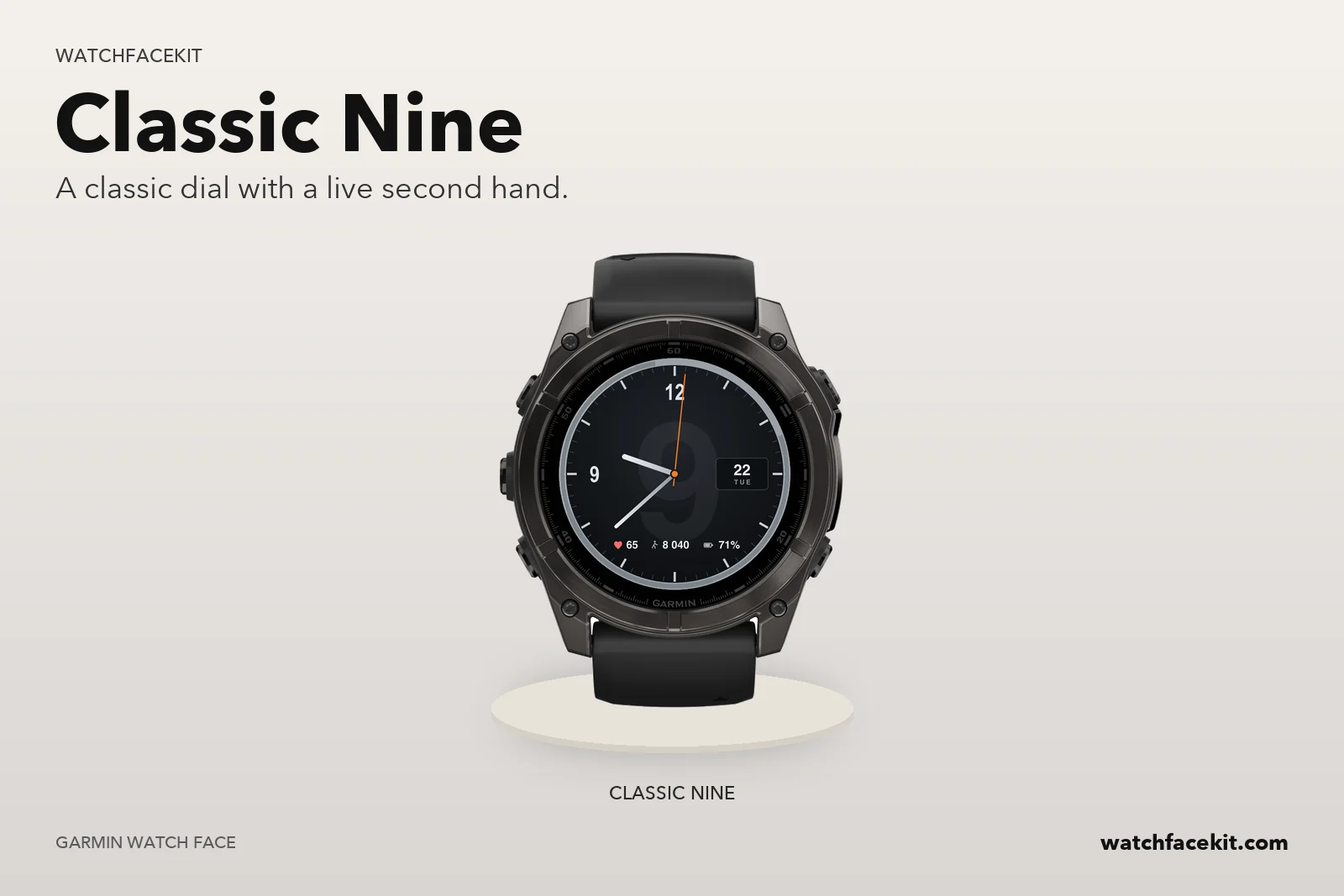 หน้าปัด Classic Nine บน Garmin fēnix 8