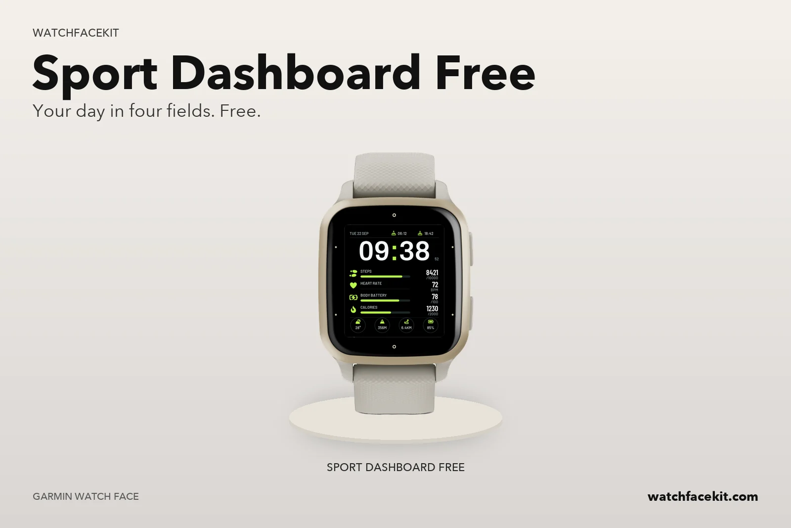 หน้าปัด Sport Dashboard Free บน Garmin Venu Sq 2